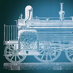Steam locomotive cross section blueprint