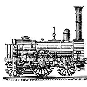 Steam locomotive, vintage engraving