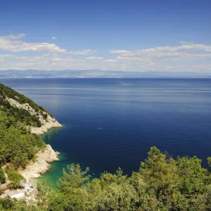 The steep coast of Istria, near Lovran, Istria, Croatia