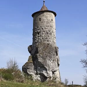 Steinerner Beutel fortified tower, Waischenfeld Castle, Little Switzerland, Upper Franconia, Franconia, Bavaria, Germany, Europe