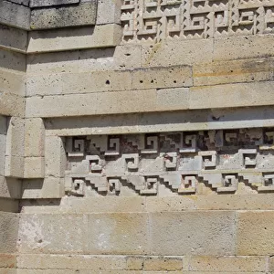 A stepped fret design in stone in Mitla - Mexico