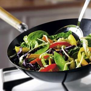 Stirfry cooking in a wok