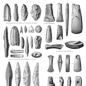 Stone Age Tools engraving 1895