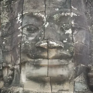 Stone Craft of Smile face at Bayon temple, the Temple of a Thousand Faces at Angkor in siem reap, Cambodia Stone Craft of Smile face at Bayon temple, the Temple of a Thousand Faces at Angkor in siem reap, Cambodia