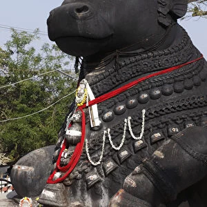 Stone Nandi statue, Chamundi Hill, Mysore, Karnataka, South India, India, South Asia, Asia