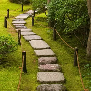 Stone path to tea house, Kyoto, Honshu, Japan