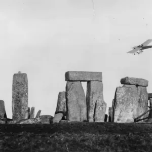 Stonehenge Flight Print: Low-Flying Bristol Prier Monoplane Stonehenge Flight Print: Low-Flying Bristol Prier Monoplane