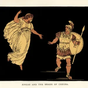 Aeneas and the Shade of Creusa Print, a watercolor illustration from 1879