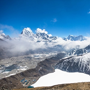 Stunning view from the top of Gokyo peak in Nepal