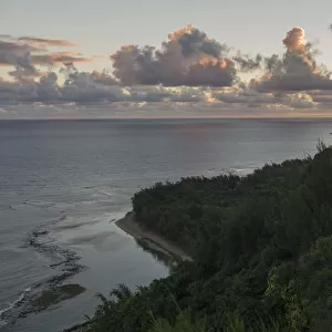 Stunning view along Hanakapiai portion of the Kalalau Trail, Kauai, Hawaii, USA