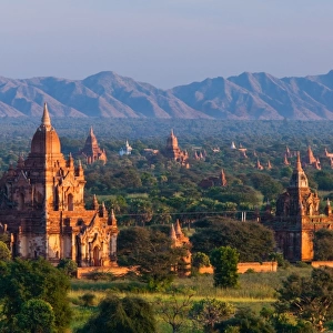 Stupas on the plains of Bagan, Myanmar. Bagan Archaeological Zone