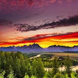 Summer Sunset at Snake River Overlook Print Summer Sunset at Snake River Overlook Print
