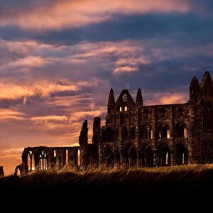 Sun setting over the abbey