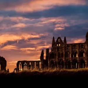 Sun setting over the abbey Sun setting over the abbey
