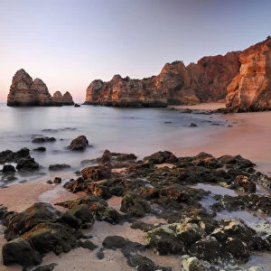 Sunrise on the beach, Lagos, Algarve, Portugal, Europe