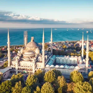 Sunrise drone Photo of Blue Mosque Sunrise drone Photo of Blue Mosque