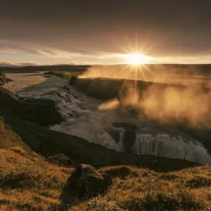 Sunrise at Gullfoss waterfall in Iceland Sunrise at Gullfoss waterfall in Iceland
