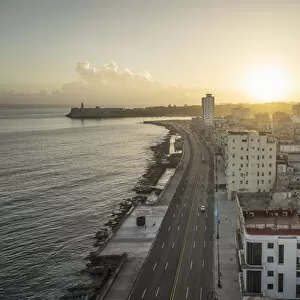 Sunrise over Havana and the Malecon