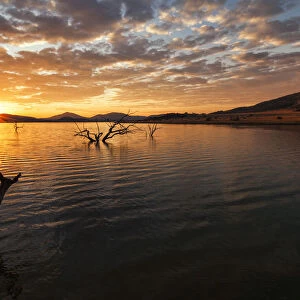 Sunrise Landscape over the Mankwe Dam at Pilanesberg National Park, Pilanesberg, North West Province, South Africa