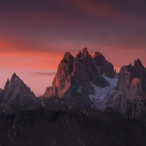 Sunrise at the mountain range in Dolomites Sunrise at the mountain range in Dolomites