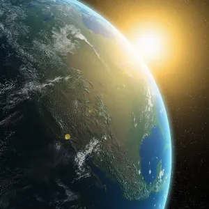 Sunrise over North America, artwork Sunrise over North America, artwork