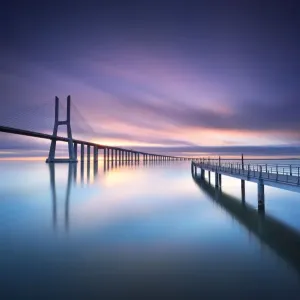 Sunrise in Vasco da Gama bridge Sunrise in Vasco da Gama bridge