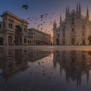 Sunrise view at Duomo cathedral Sunrise view at Duomo cathedral