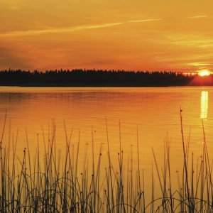 Sunset On Anglin Lake In Prince Albert National Park