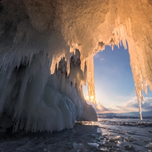 Sunset at Baikals ice cave