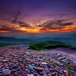 Sunset over Brecon Beacons Print from Corn Du summit