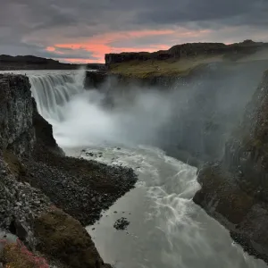 SUNSET AT DETIFOSS WATERFALL, ICELAND SUNSET AT DETIFOSS WATERFALL, ICELAND