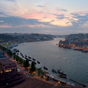 Sunset over the Douro river, Porto, Portugal