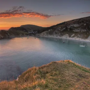 Sunset at Lulworth Cove in Dorset