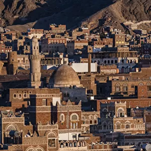 Sunset over old city of Sana a in Yemen