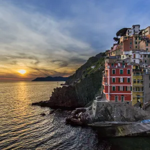 Sunset Over Riomaggiore, Cinque Terre, Italy