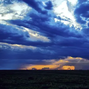 Sunset over savannah, Msai Mara National Reserve, Kenya