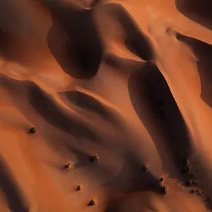 Sunset shot from an aerial point of view looking down on desert dunes, Abu Dhabi, United Arab Emirates Sunset shot from an aerial point of view looking down on desert dunes, Abu Dhabi, United Arab Emirates