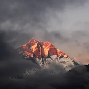 Sunset over the Snow Capped Lhotse mountain Sunset over the Snow Capped Lhotse mountain