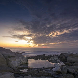 Sunset, Tidal Pool, Ocean, Clouds, Rocks, Atlantic Ocean, Cape Town, Western Cape