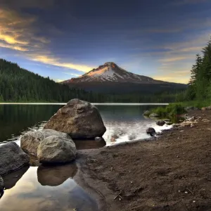 Sunset at Trillium Lake with Mount Hood