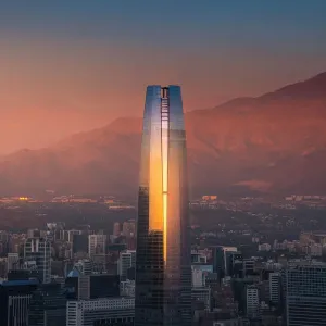 Sunset view of Santiago city Sunset view of Santiago city