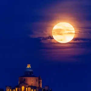 Full super moon rising over San Luca Sanctuary, Bologna, Italy Full super moon rising over San Luca Sanctuary, Bologna, Italy