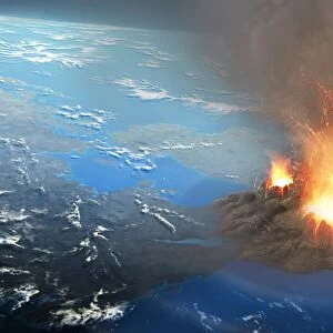 Supervolcano erupting, illustration