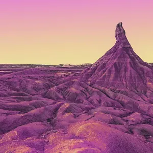 Surreal colorful desert landscape with sunset gradient sky Surreal colorful desert landscape with sunset gradient sky