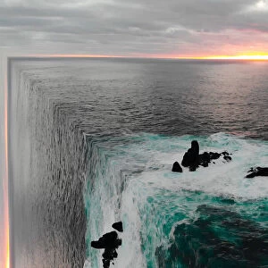 Surreal ocean view from aerial view bending the seascape creating stunning effect
