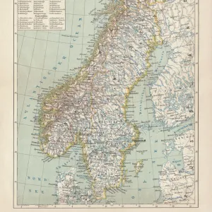 Sweden and Norway, lithograph, published in 1878