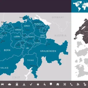 Switzerland - Infographic map - illustration Switzerland - Infographic map - illustration