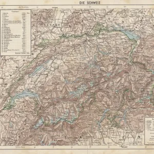 Switzerland, Topographic map, published in 1881