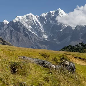 Taboche, Everest, and Lhotse mountain peak