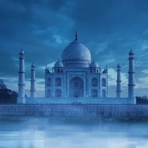 El Taj Mahal al atardecer. El Taj Mahal al atardecer.